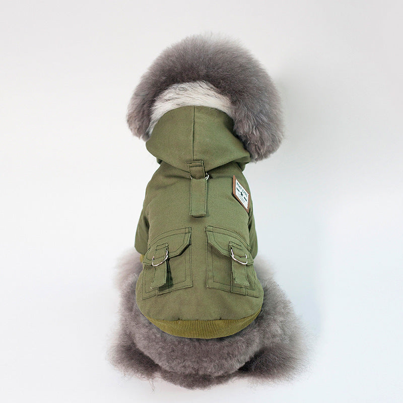 Fur Hood Military Dog Coat