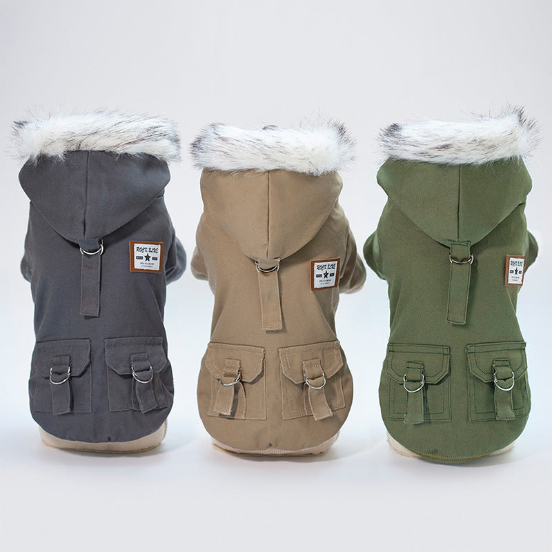 Fur Hood Military Dog Coat