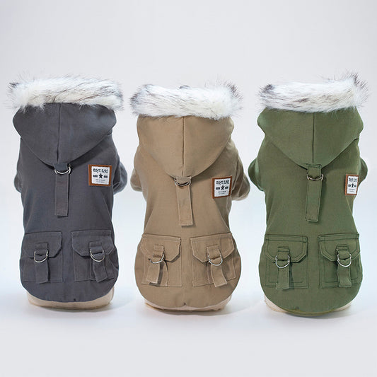Fur Hood Military Dog Coat