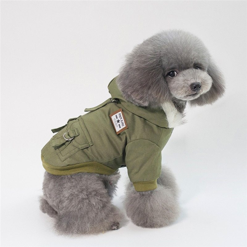 Fur Hood Military Dog Coat