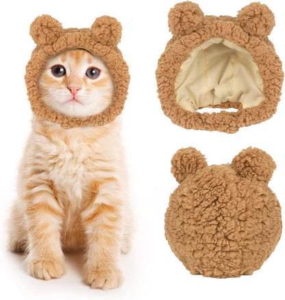 Cute Cat Bear Hat Warm Soft Small Pet Headwear