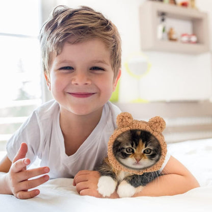 Cute Cat Bear Hat Warm Soft Small Pet Headwear