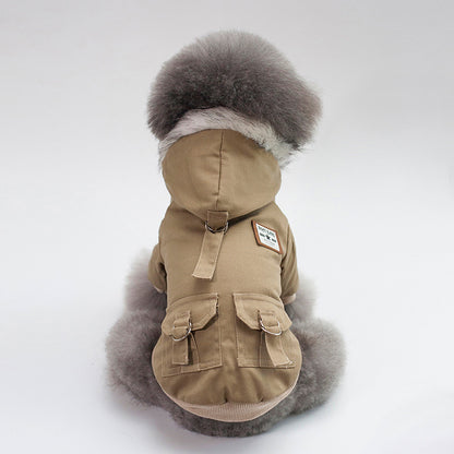 Fur Hood Military Dog Coat