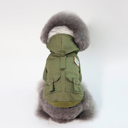 Fur Hood Military Dog Coat