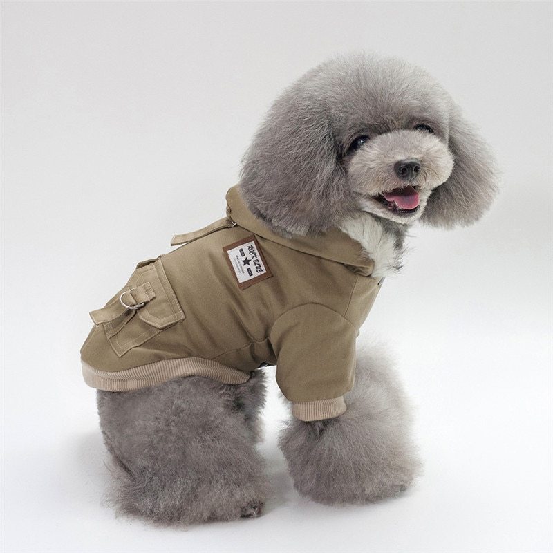 Fur Hood Military Dog Coat