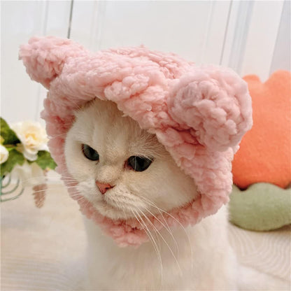 Cute Cat Bear Hat Warm Soft Small Pet Headwear