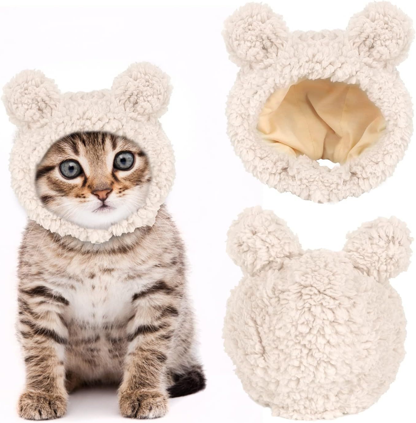 Cute Cat Bear Hat Warm Soft Small Pet Headwear