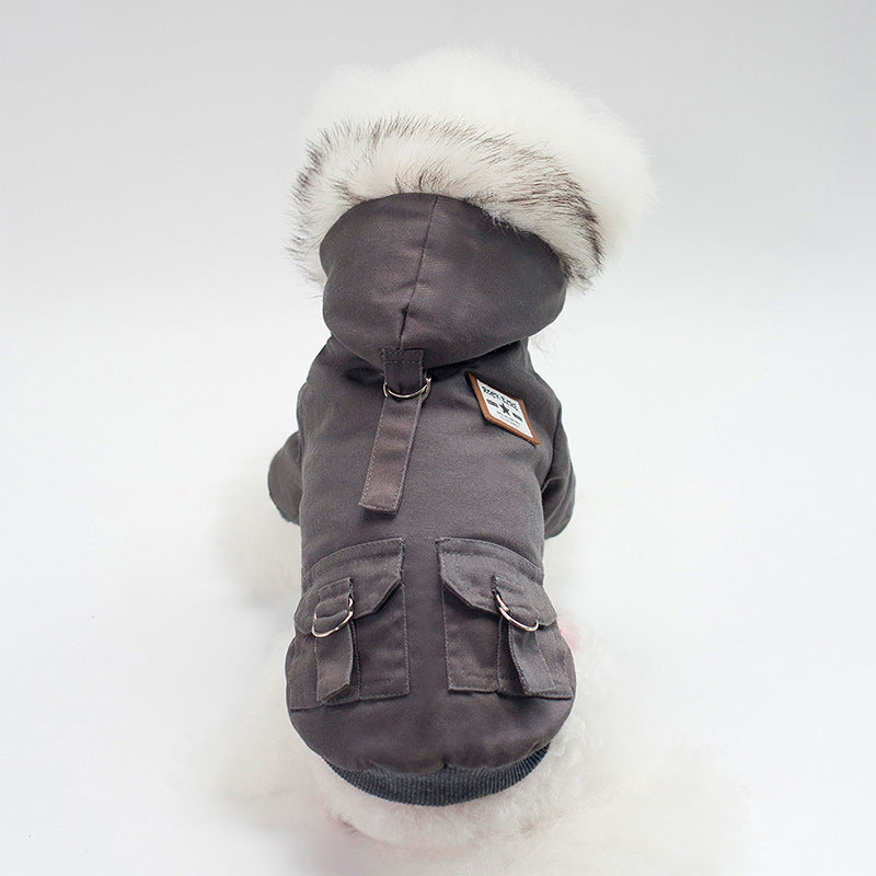 Fur Hood Military Dog Coat
