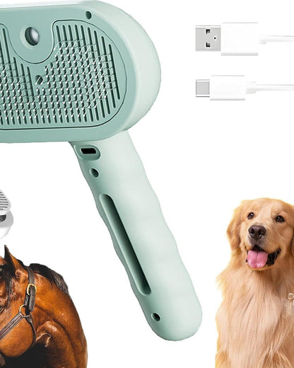 3-in-1 Self-Cleaning Steam Pet Brush For Shedding, Pet Steam Brush, Silicone Bristle Head 360 Rotating Pet Steam Brush